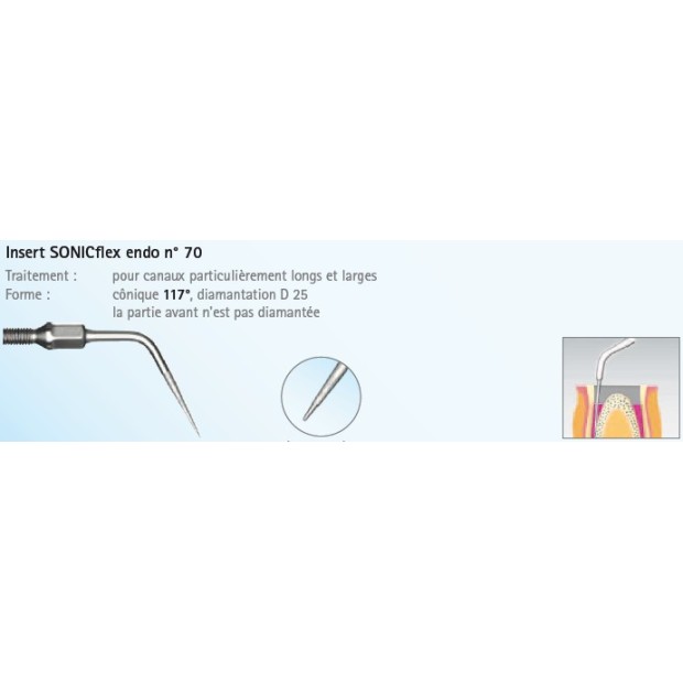 INSERT N°70A ENDO CONIQUE 117° NON DIAMANTE SONICFLEX