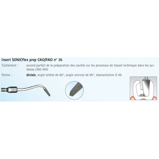 INSERT N°35A PREP CAD/CAM DISTAL DIAMANTE  SONICFLEX