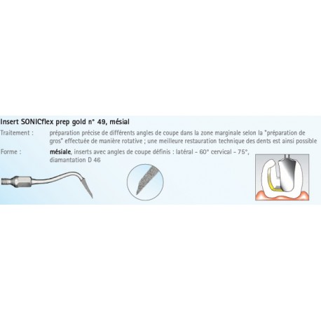 INSERT N°49A PREP GOLD MESIAL DIAMANTE SONICFLEX