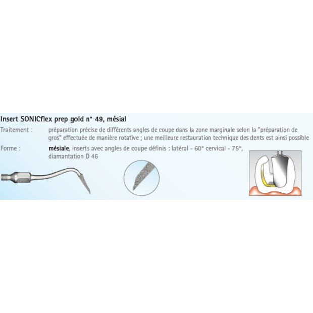 INSERT N°49A PREP GOLD MESIAL DIAMANTE SONICFLEX