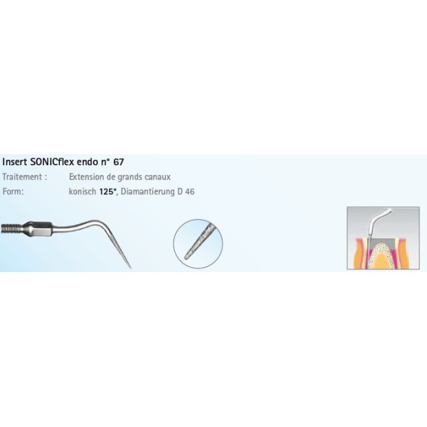 INSERT N°67A ENDO CONIQUE 125° DIAMANTE SONICFLEX