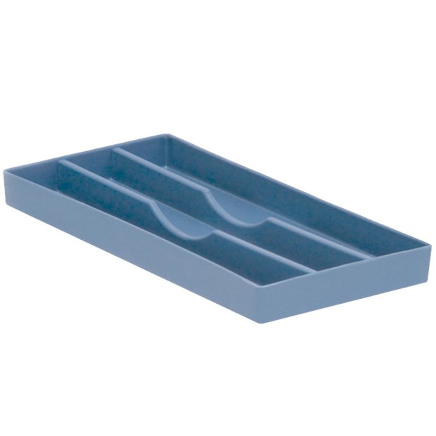 Plateau avec 3 compartiments longs (9,5 x 20 cm) Bleu
