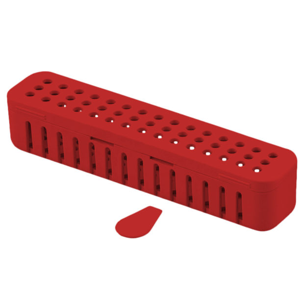 Conteneur compact stérile (17,8 x 3,8 x 3,8 cm) rouge
