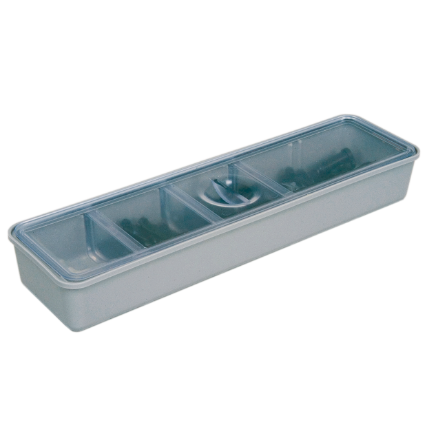 Long Godet compartimenté, avec couvercle transparent (21,3 x 5,7 x 2,